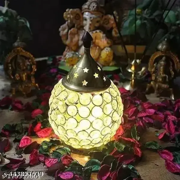 Brass Crystal Matki Akhand Diya