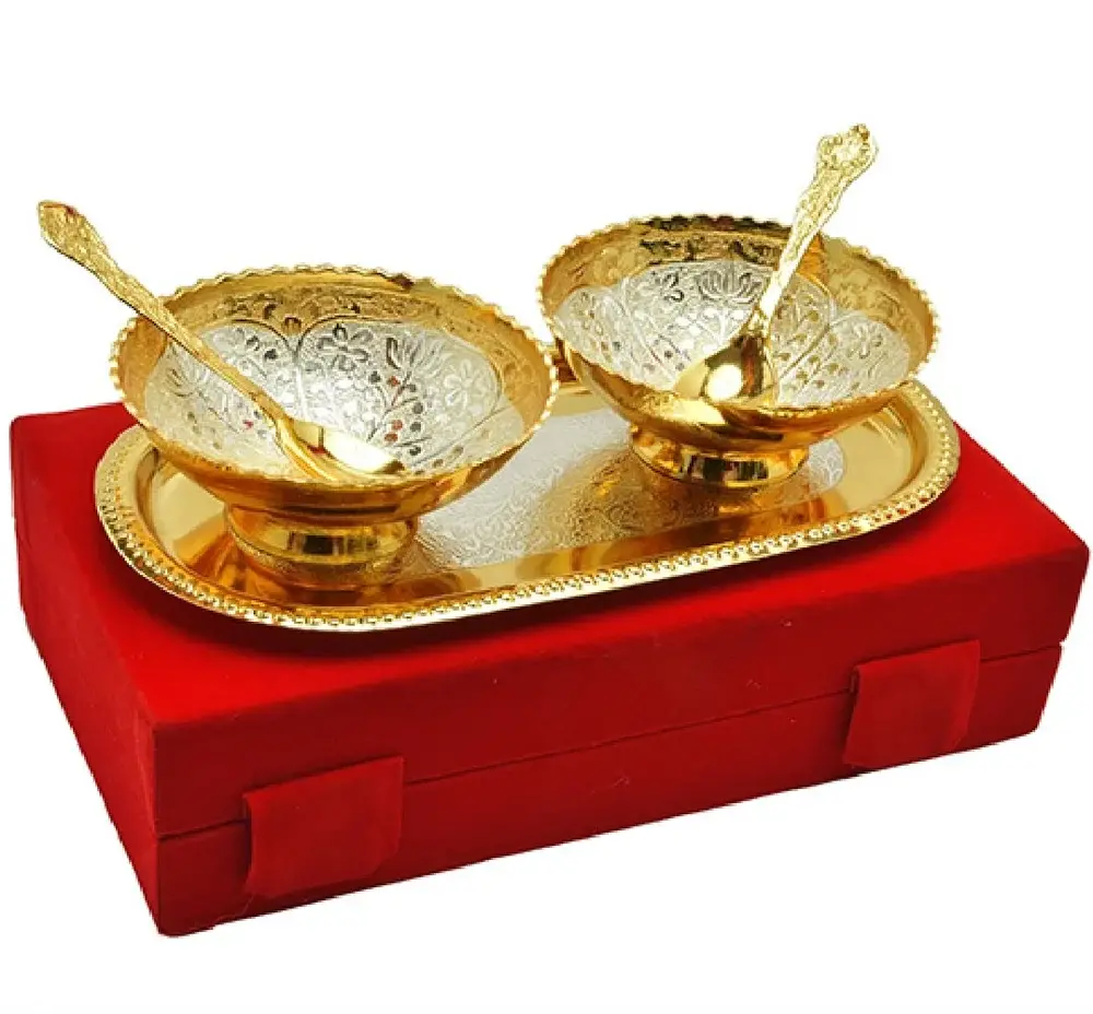 Golden Special Silver And Gold Plated Bowl, Packaging Type: Velvet Box