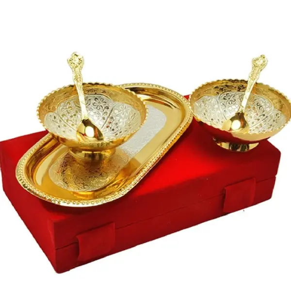 Golden Special Silver And Gold Plated Bowl, Packaging Type: Velvet Box